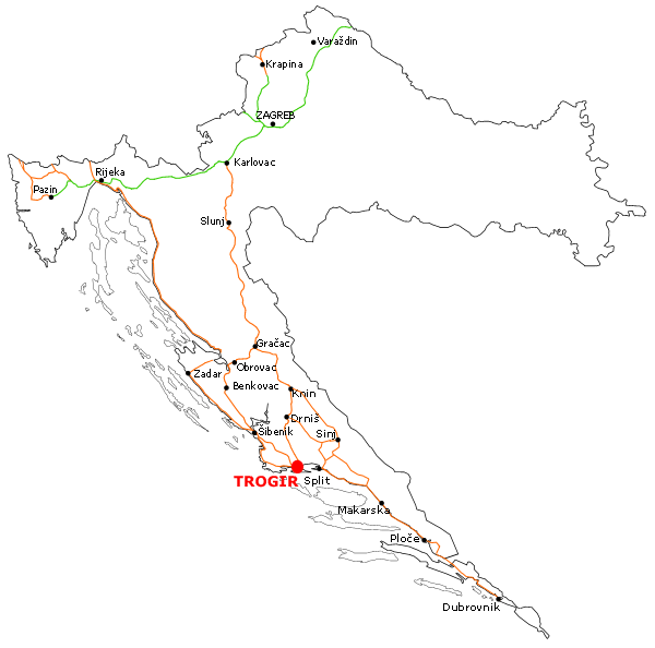 drniš karta Trogir: Ceste koje vode do Trogira   Cestovne Karte/Mape   Kako  drniš karta
